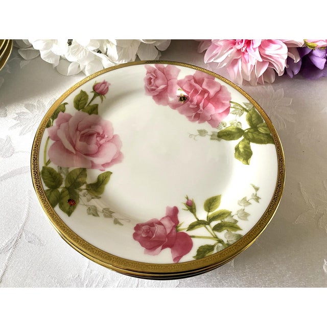 Pink 2006 Charter Club Luncheon Plates, Pink Fashion Rose Buffet, Pink With Gold Encrusted Rim - Set of 4 For Sale - Image 8 of 18