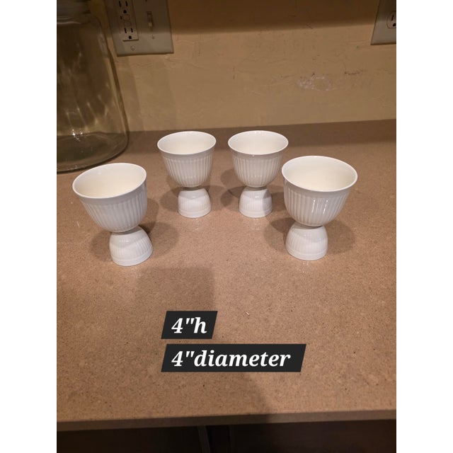 English 1940s Four Wedgwood Creamware Egg Cups For Sale - Image 3 of 6
