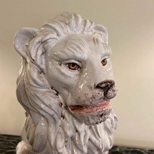 Mid 20th Century Italian Glazed Teracotta Lion For Sale - Image 6 of 6