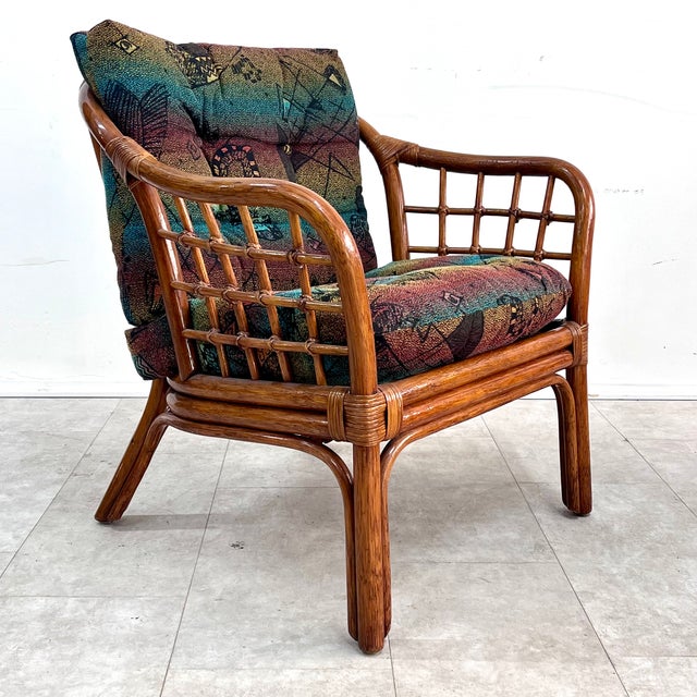 Italian Woven Bamboo Armchairs, 1960s, Set of 2, in Very Good conditions. Designed 1960 to 1969