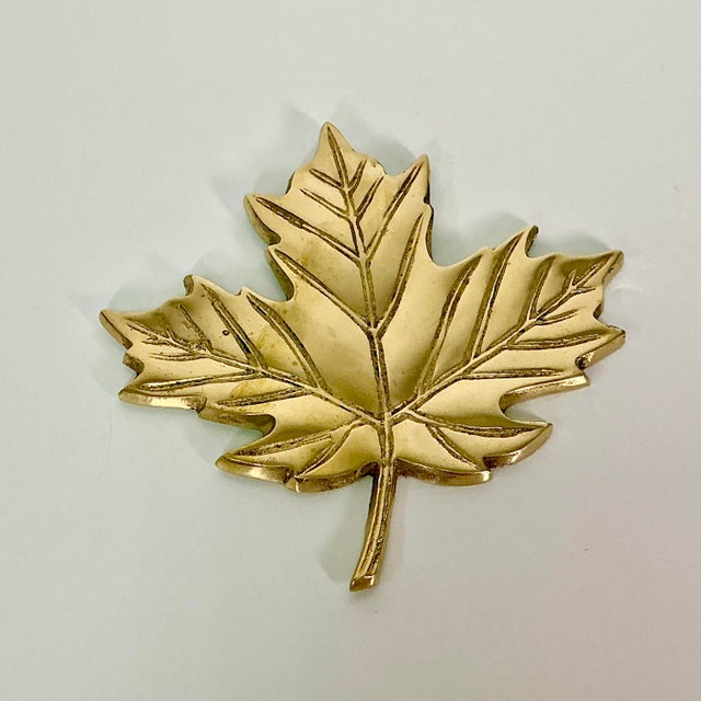 Hollywood Regency Mid-Century Boho Chic Hollywood Regency Brass Maple Leaf Sculptural Wall Object. For Sale - Image 3 of 8