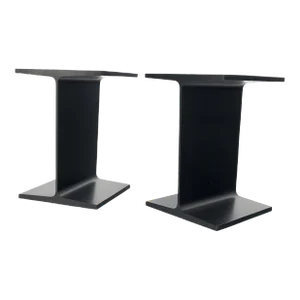 Ward Bennet Black Enamel i Beam End Side Occasional Tables Stands - A Pair