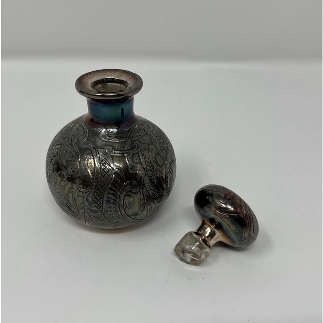 Late 19th Century Alvin Art Nouveau Sterling Silver Overlay Perfume Bottle, c.1900 (3.25 In.) For Sale - Image 5 of 10