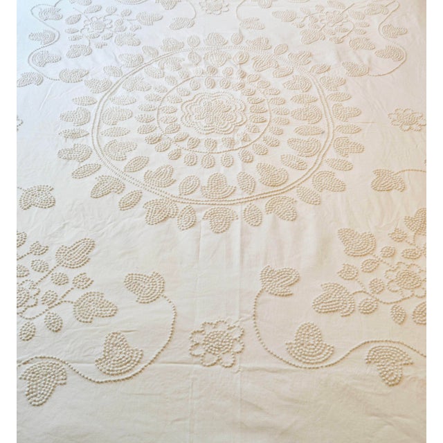 Off-white Late 1800s Antique Candlewick Bed Cover For Sale - Image 8 of 12