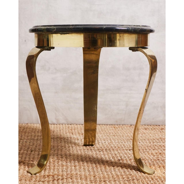 Beautiful green composite marble and brass Muller's of Mexico side table attributed to Arturo Pani. The perfect size for a...