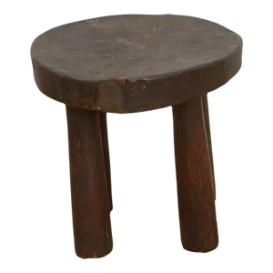 Earthy Hand-Hewn Wood Stool