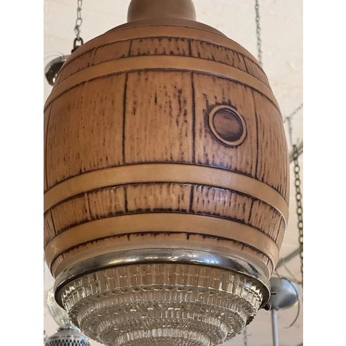 Chestnut Vintage 1940s Root Beer Barrel Pendant Ceiling Light Rewired For Sale - Image 8 of 12