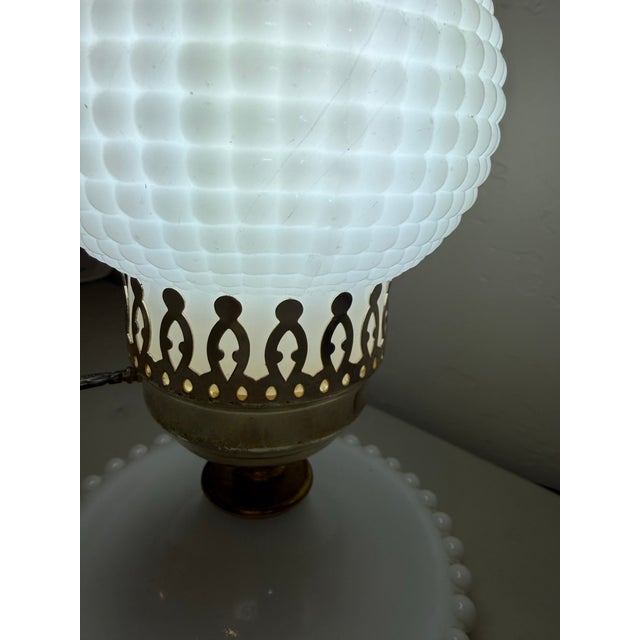Vintage Hobnail Milk Glass 11" T Lamp Hurricane Electric Parlor Table Boudoir For Sale In Phoenix - Image 6 of 12