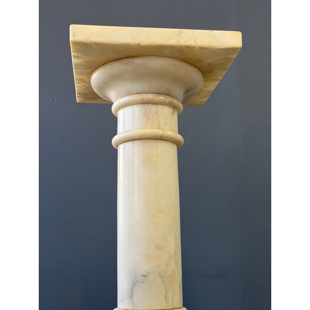 Stone Antique Italian White 7 Piece Carved Alabaster Pedestal Column For Sale - Image 7 of 13