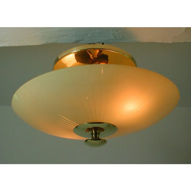 Mid-Century German Opaline and Brass Flush Mount, 1950s For Sale - Image 11 of 16