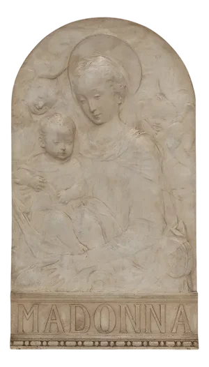 Antonio Rossellino, Bas Relief of Madonna & Child, 1880s, Stucco