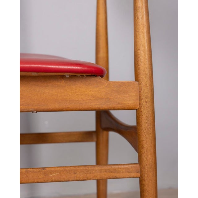 Vintage Italian Chairs in Wood and Leather, 1960s, Set of 2 For Sale - Image 10 of 14