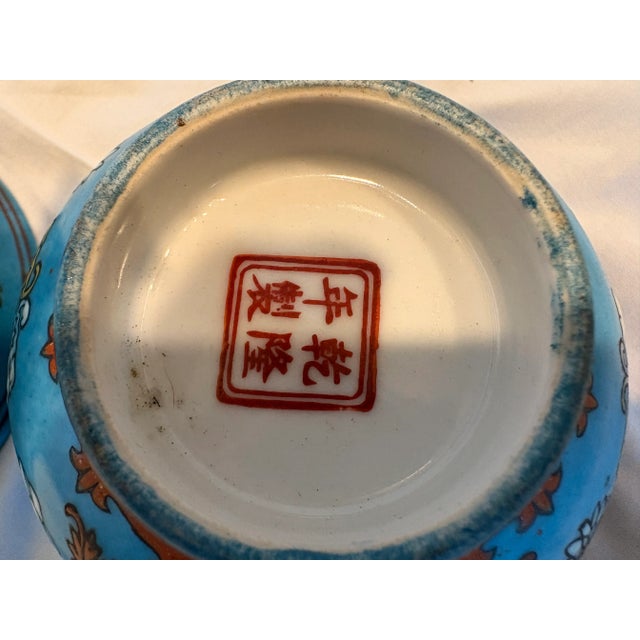 Cerulean Pair of Antique Qing Dynasty Bowls For Sale - Image 8 of 15