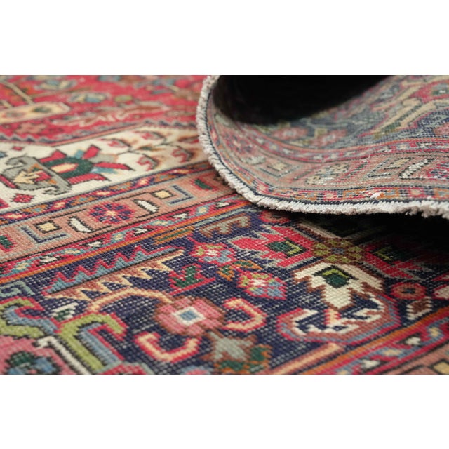Textile 1970s Vintage Persian Handmade Wool 10x13 Red Area Rug For Sale - Image 7 of 11