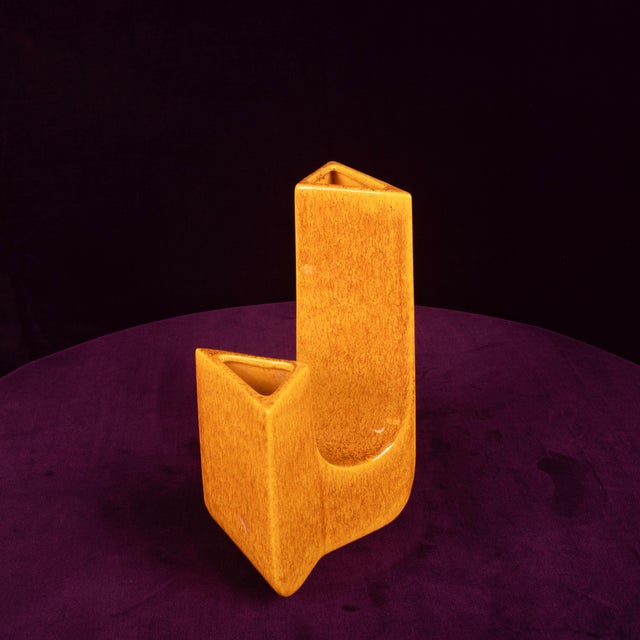 Gold Space Age Sculptural Amber Ceramic Vase, Italy, 1970 For Sale - Image 8 of 18