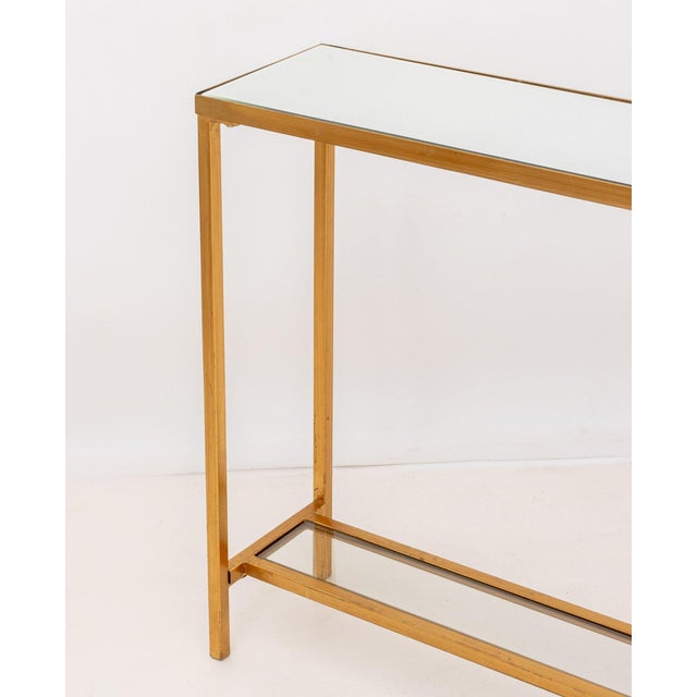 Narrow Gilded Iron Console Table For Sale - Image 4 of 6