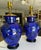 Pair of Vintage Mid-Century Moorish Safi Hand-Painted Cobalt Ceramic Table Lamps For Sale In Palm Springs - Image 6 of 17