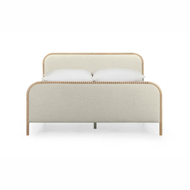 Boho Chic Hatia Natural Basketweave King Panel Bed For Sale - Image 3 of 11