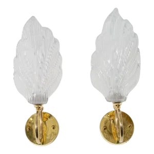 Pair of Murano Glass Leaf Sconces