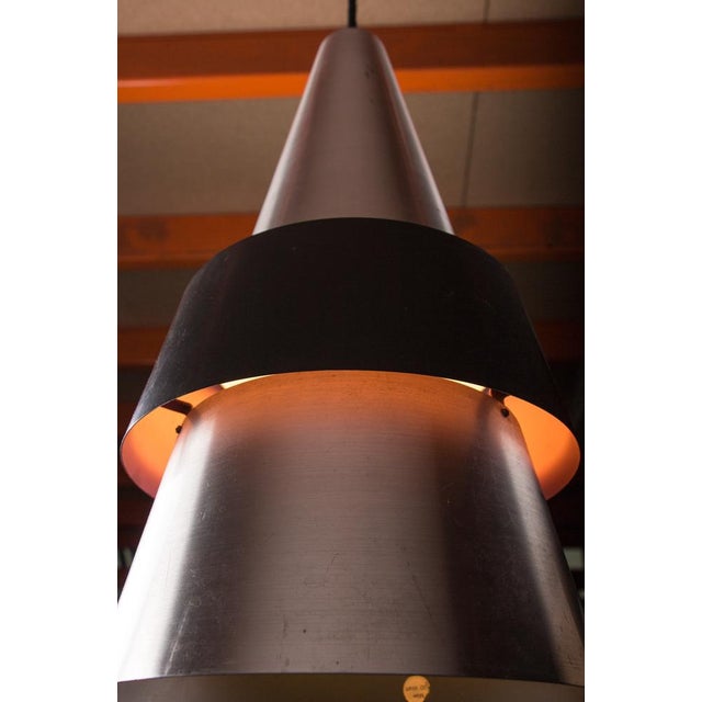 Large Danish Ceiling Lamp in Aluminium Corona Model by Jo Hammerborg for Fog & Mørup, 1960s, in Flawless conditions....