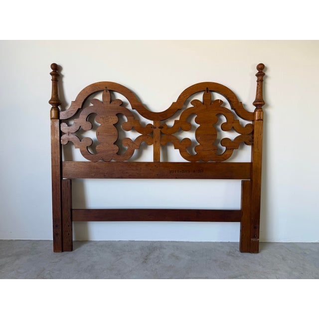 Vintage Thomasville Spanish Mediterranean Carved Wood Queen Headboard For Sale - Image 12 of 12