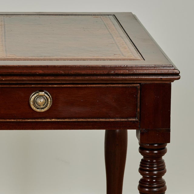 Victorian Antique English Leather Top Desk For Sale - Image 3 of 16