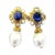 Bochic "Capri" Vintage Sapphire, Topaz & Pearl Earrings Set In 18K Gold & Silver, A Pair For Sale - Image 15 of 18