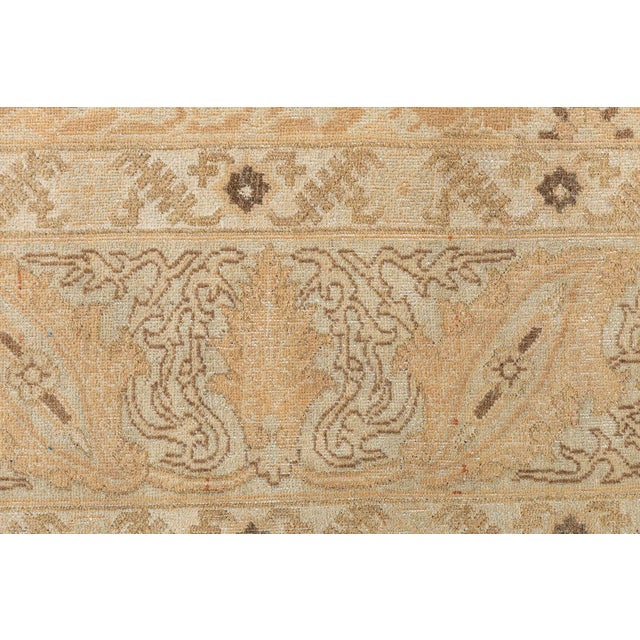 Beige Antique Persian Tabriz Botanic Handwoven Wool Rug For Sale - Image 8 of 11