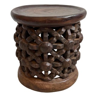 Mid 20th Century Tribal Carved Vintage Bamileke Stool / Side Table For Sale