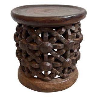 Tribal Carved Vintage Bamileke Stool / Side Table For Sale