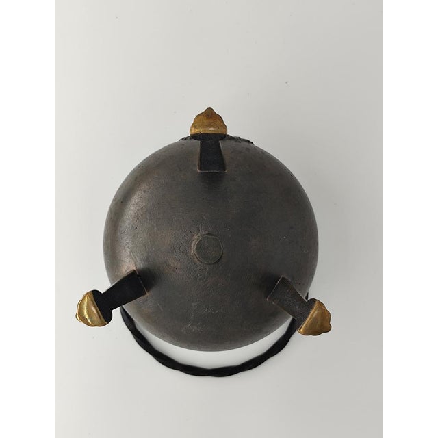 Antique Bronze Cauldron with Coat of Arms on Tripod, 1890s For Sale - Image 6 of 9