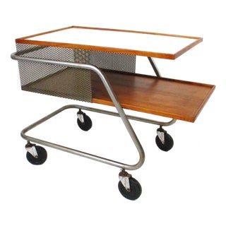 Franziska and James Hoskens Industrial Styled Rolling Bar Cart For Sale