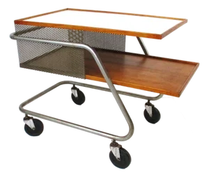 Franziska and James Hoskens Industrial Styled Rolling Bar Cart