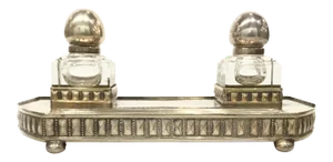 Vintage Art Deco 1930s Viennese Secessionist Silver Inkwell Set