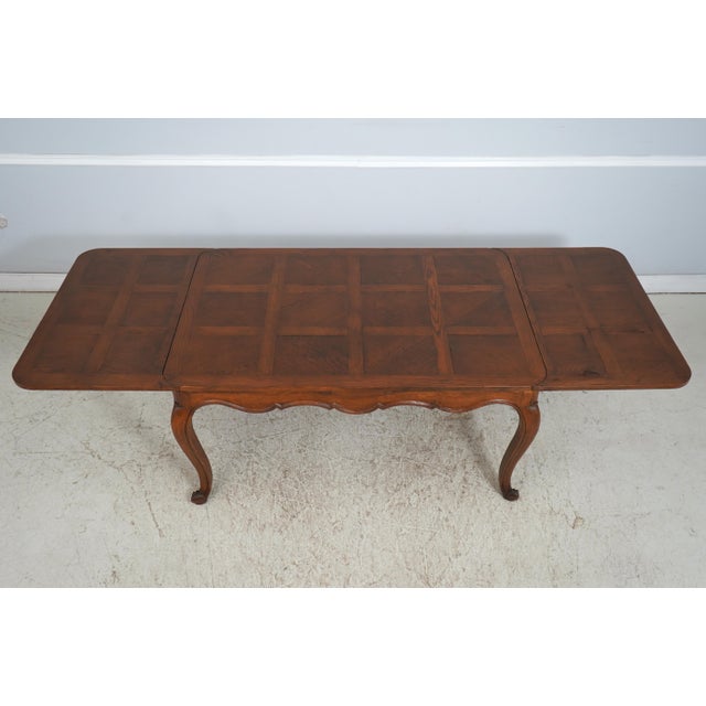 Wood Vintage Parquetry French Provincial Oak Dining Table & 6 Chairs For Sale - Image 7 of 18