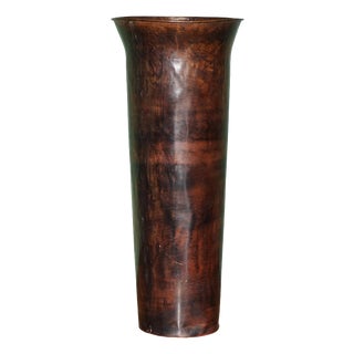 Vintage Coppered and Bronzed Cyclindrical Umbrella Stand For Sale