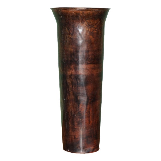 Vintage Coppered and Bronzed Cyclindrical Umbrella Stand For Sale