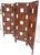 Danish Mid Century Modern 4 Panel Honey Comb Checker Board Style Carved Teak Screen Room Divider MINT!