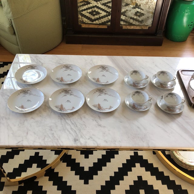 1920s Sone China Rose Gold Pagoda Dinnerware For Sale - Image 9 of 11