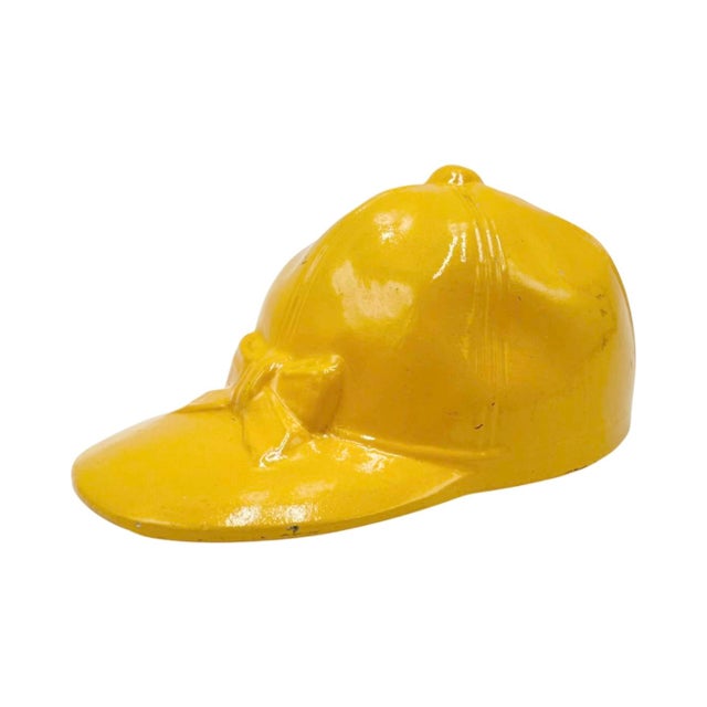 Metal Vintage Equestrian Jockey Cap Bottle Opener Yellow For Sale - Image 7 of 9