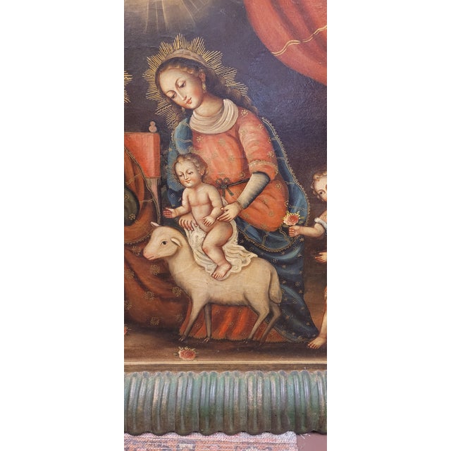 Exceptional Vintage Spanish Colonial Baroque Style Painting For Sale - Image 12 of 12