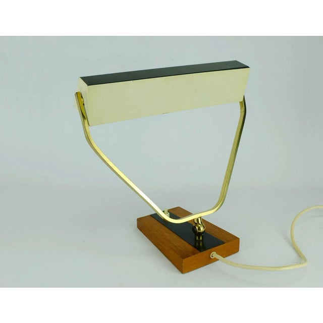 Metal Metal, Brass & Teak Desk Lamp from Kaiser Leuchten, 1960s For Sale - Image 7 of 12