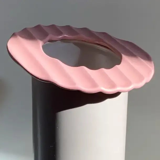Masa Mami Pink Satin Glaze Memphis Style Squiggle Vase For Sale - Image 10 of 11