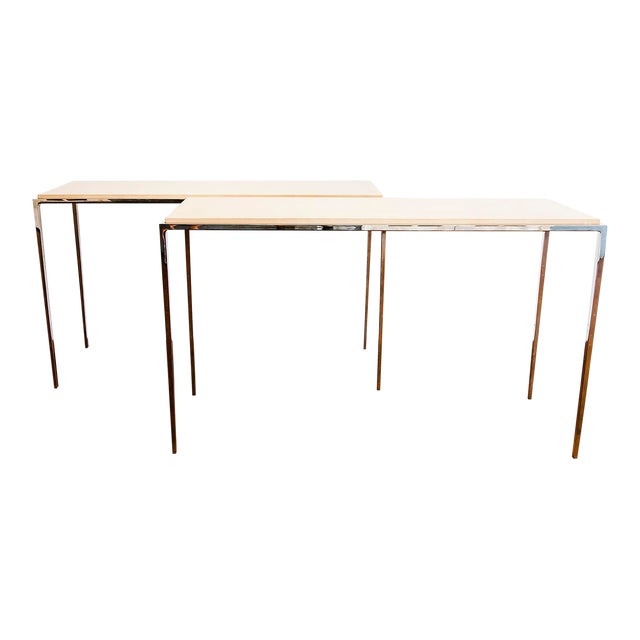 Sculpted Chrome & Wood Console Tables by Sally Lewis for J. Robert Scott For Sale