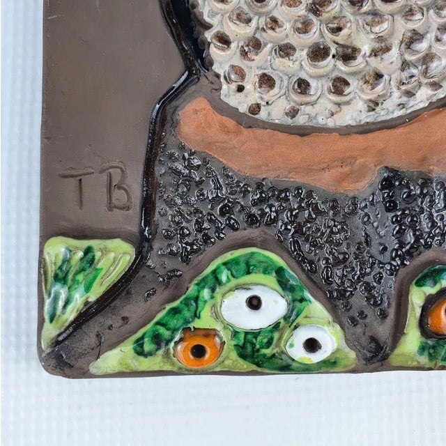 Swedish Ceramic Wall Plaque with Owl, 1960s For Sale - Image 6 of 8