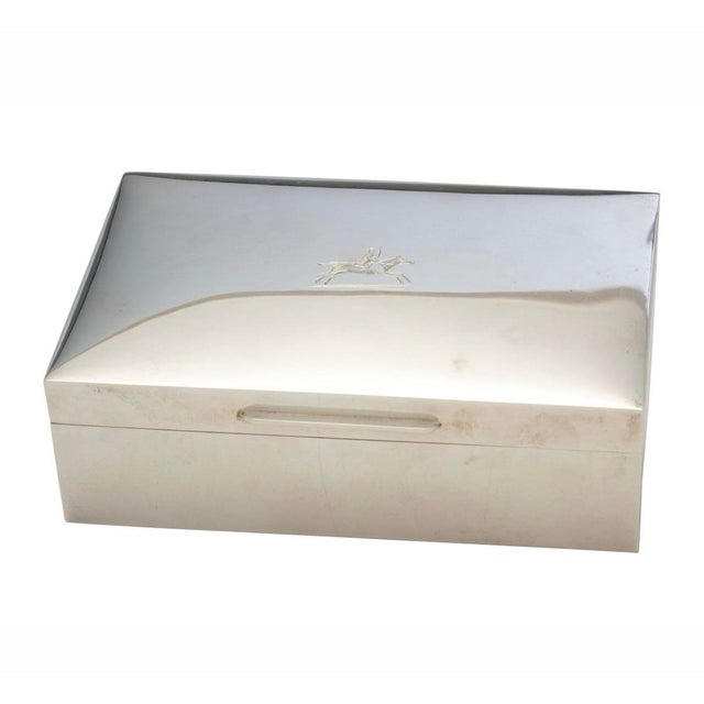 1980s English Silver Cigarette Box in the Equestrian Taste For Sale - Image 5 of 5