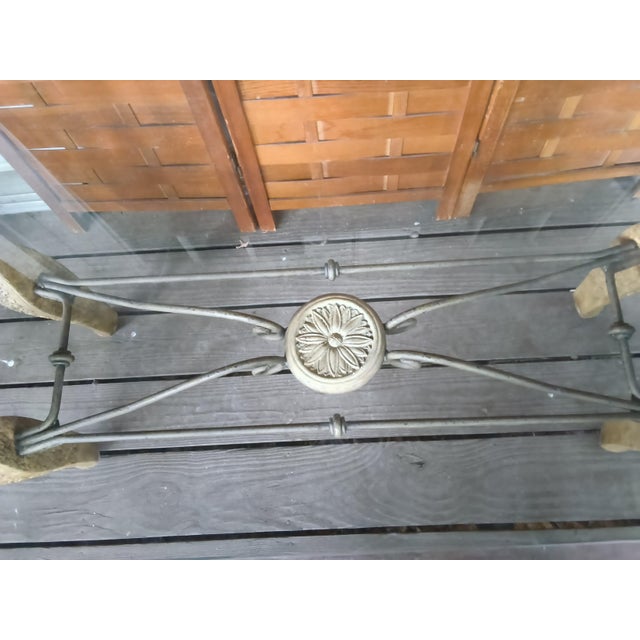 1970s Hollywood Regency Mixed-Metal Swan Coffee Table With Glass Top For Sale - Image 4 of 14