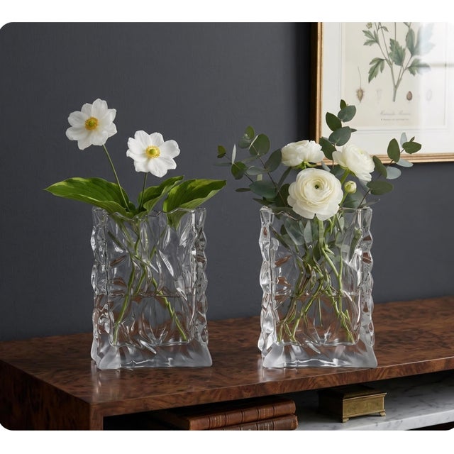 Modern Pair of Vintage Rosenthal Studio-Line Crystal Paper Bag Vases, Germany, 7″ For Sale - Image 3 of 13