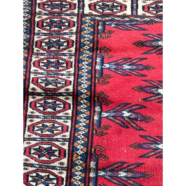 Red Mid-Century Turkmen Rug, 1940s For Sale - Image 8 of 15
