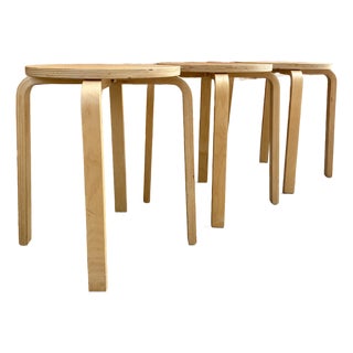 Ikea Frosta Stools Set of 3, Beech Wood, Mid-Century Modern For Sale
